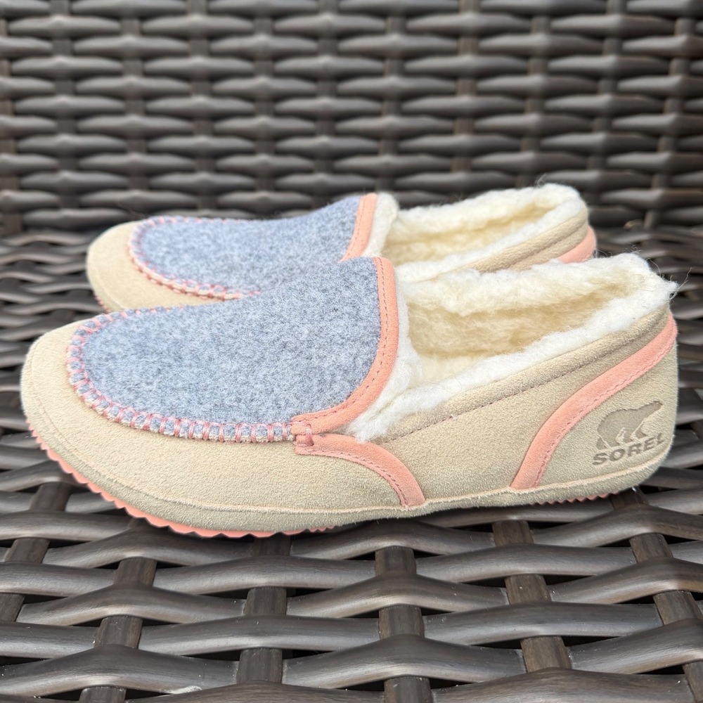 Sorel Tremblant II Cozy Moccasin Slippers Pink Tan Womens 6 Cottagecore Gorpcore